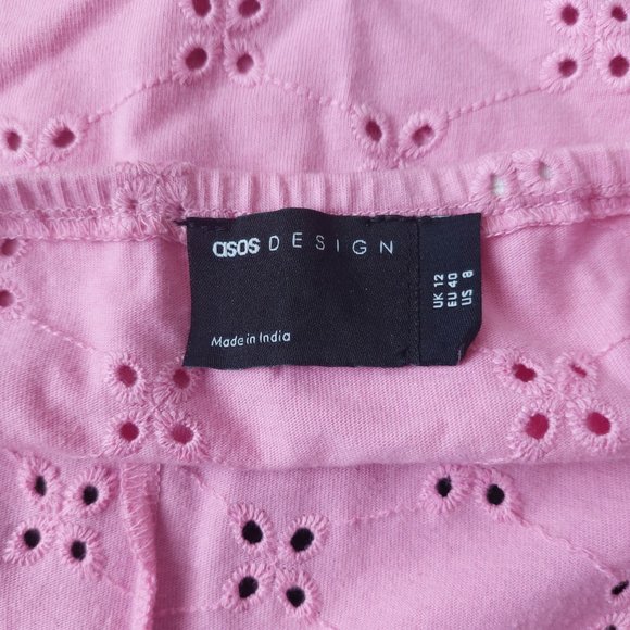 ASOS Cross Front Bubblegum Eyelet Mini Dress - Picture 5 of 7